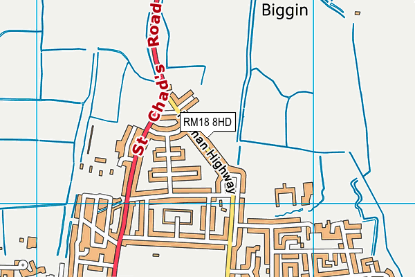RM18 8HD map - OS VectorMap District (Ordnance Survey)