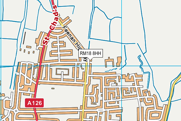 RM18 8HH map - OS VectorMap District (Ordnance Survey)