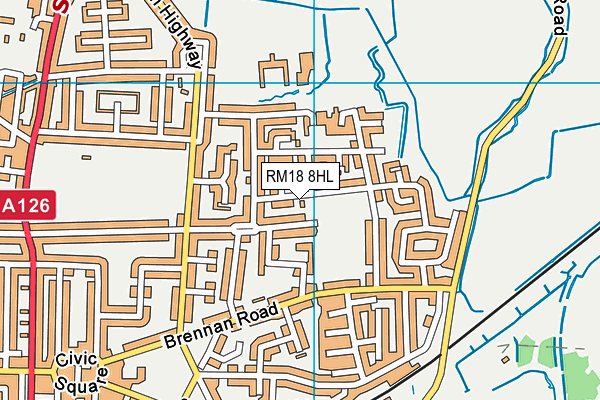 RM18 8HL map - OS VectorMap District (Ordnance Survey)