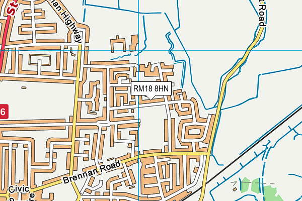 RM18 8HN map - OS VectorMap District (Ordnance Survey)