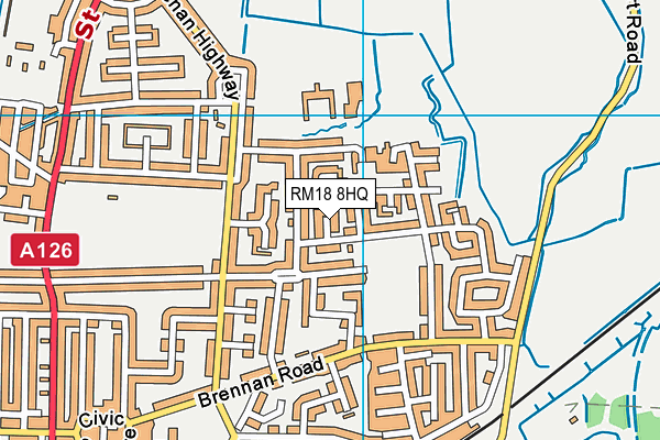 RM18 8HQ map - OS VectorMap District (Ordnance Survey)