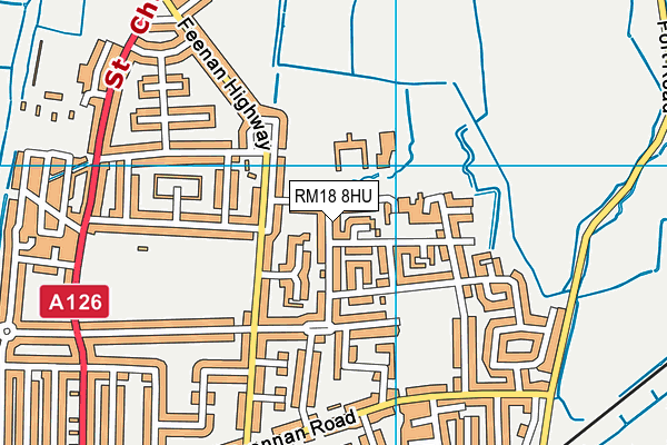 RM18 8HU map - OS VectorMap District (Ordnance Survey)