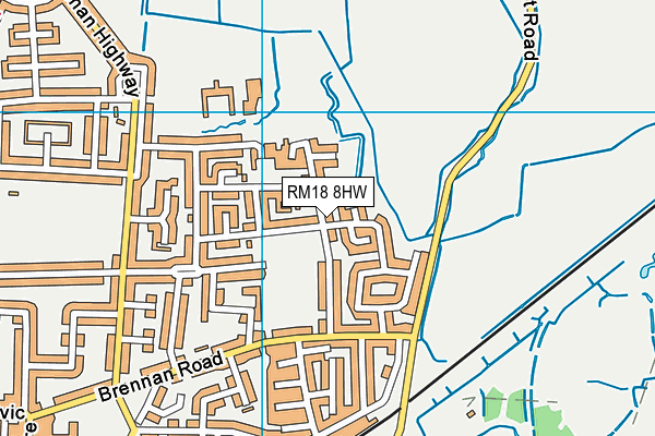 RM18 8HW map - OS VectorMap District (Ordnance Survey)