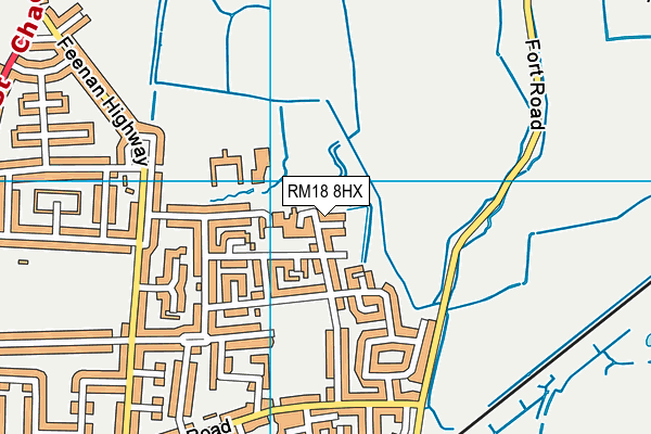 RM18 8HX map - OS VectorMap District (Ordnance Survey)