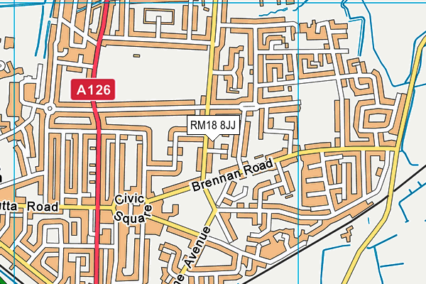 RM18 8JJ map - OS VectorMap District (Ordnance Survey)