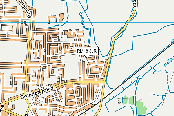 RM18 8JR map - OS VectorMap District (Ordnance Survey)