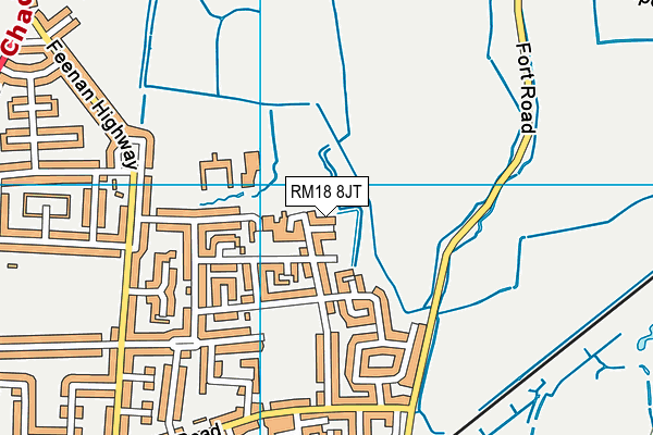 RM18 8JT map - OS VectorMap District (Ordnance Survey)