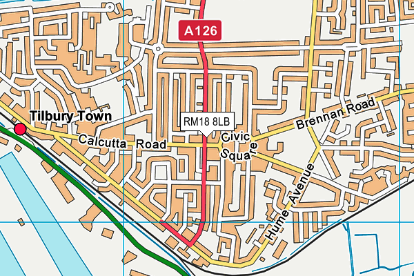 RM18 8LB map - OS VectorMap District (Ordnance Survey)
