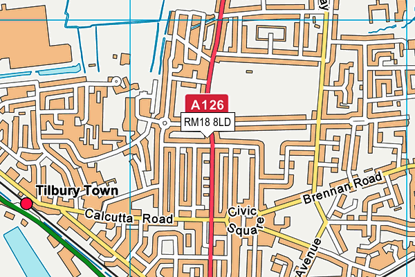 RM18 8LD map - OS VectorMap District (Ordnance Survey)