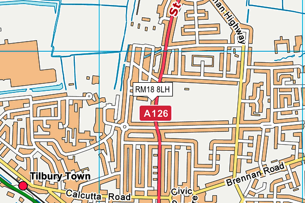 RM18 8LH map - OS VectorMap District (Ordnance Survey)