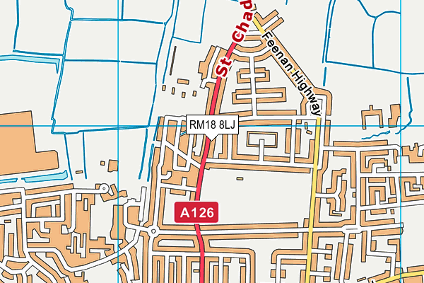 RM18 8LJ map - OS VectorMap District (Ordnance Survey)