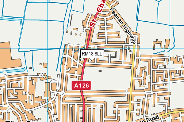 RM18 8LL map - OS VectorMap District (Ordnance Survey)