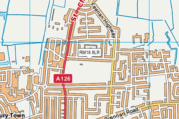RM18 8LR map - OS VectorMap District (Ordnance Survey)