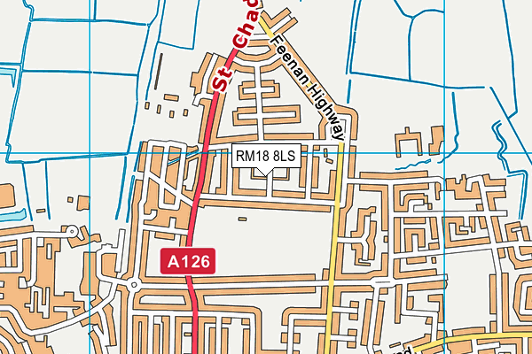 RM18 8LS map - OS VectorMap District (Ordnance Survey)