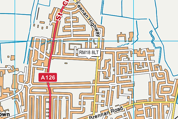 RM18 8LT map - OS VectorMap District (Ordnance Survey)