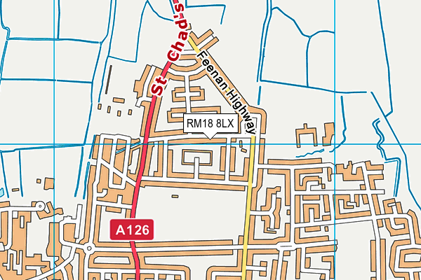 RM18 8LX map - OS VectorMap District (Ordnance Survey)