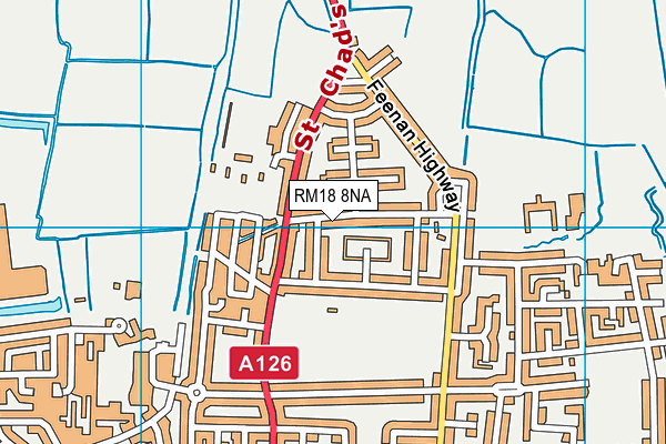 RM18 8NA map - OS VectorMap District (Ordnance Survey)