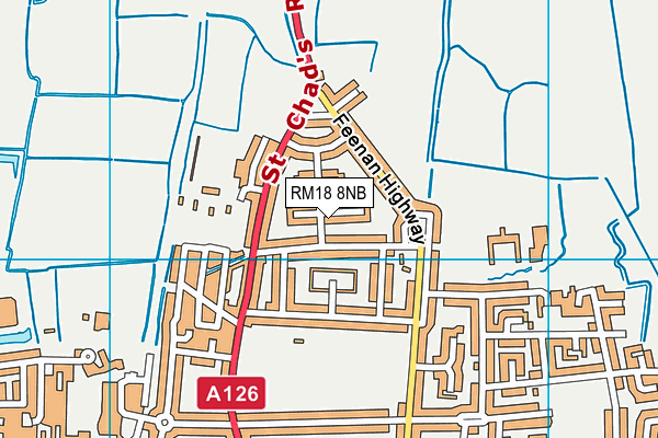 RM18 8NB map - OS VectorMap District (Ordnance Survey)