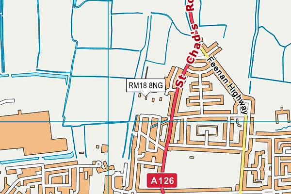 Chadfields map (RM18 8NG) - OS VectorMap District (Ordnance Survey)