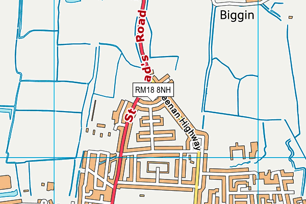 RM18 8NH map - OS VectorMap District (Ordnance Survey)
