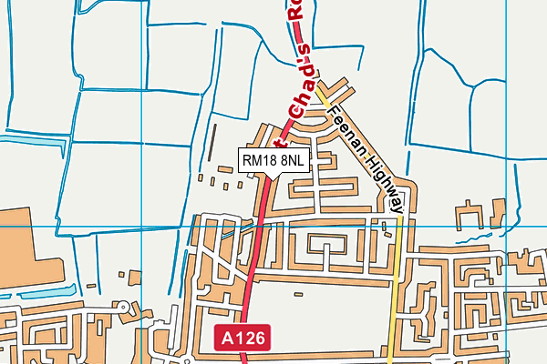 RM18 8NL map - OS VectorMap District (Ordnance Survey)