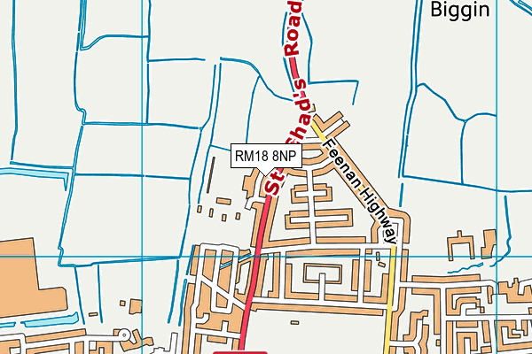 RM18 8NP map - OS VectorMap District (Ordnance Survey)