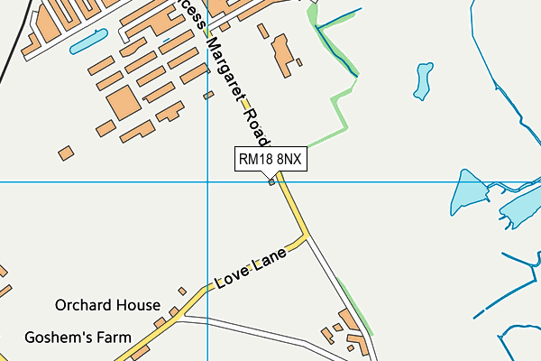 RM18 8NX map - OS VectorMap District (Ordnance Survey)