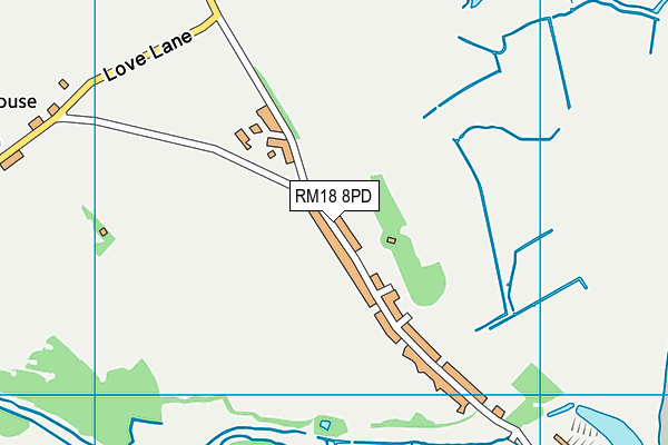 RM18 8PD map - OS VectorMap District (Ordnance Survey)