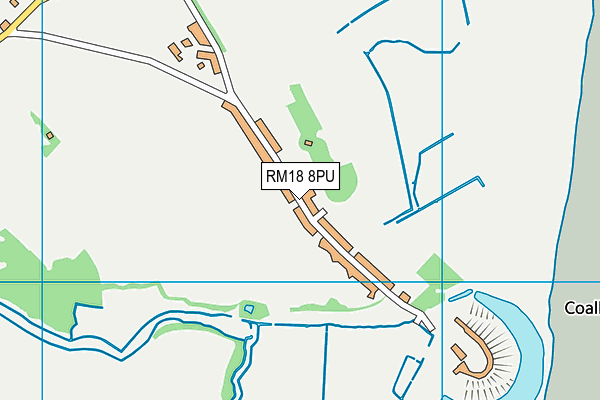 RM18 8PU map - OS VectorMap District (Ordnance Survey)