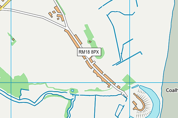 RM18 8PX map - OS VectorMap District (Ordnance Survey)