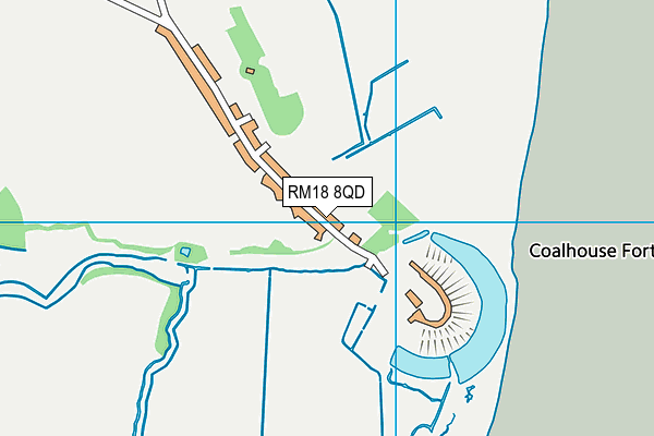 RM18 8QD map - OS VectorMap District (Ordnance Survey)