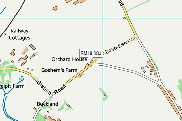 RM18 8QJ map - OS VectorMap District (Ordnance Survey)