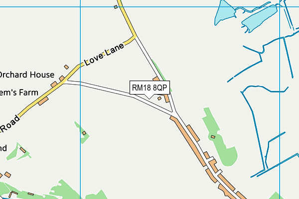 RM18 8QP map - OS VectorMap District (Ordnance Survey)