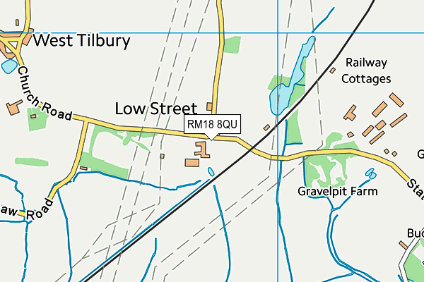 RM18 8QU map - OS VectorMap District (Ordnance Survey)