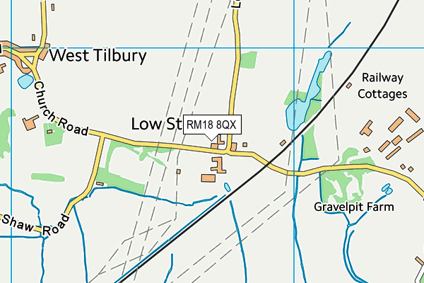 RM18 8QX map - OS VectorMap District (Ordnance Survey)