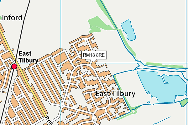 RM18 8RE map - OS VectorMap District (Ordnance Survey)