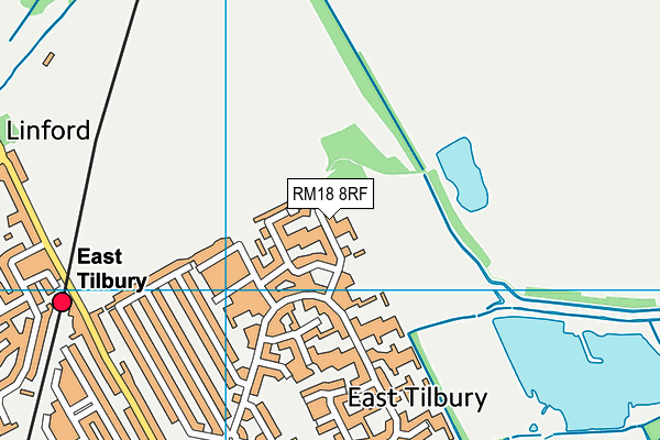 RM18 8RF map - OS VectorMap District (Ordnance Survey)