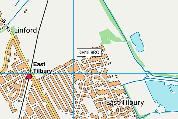 RM18 8RQ map - OS VectorMap District (Ordnance Survey)