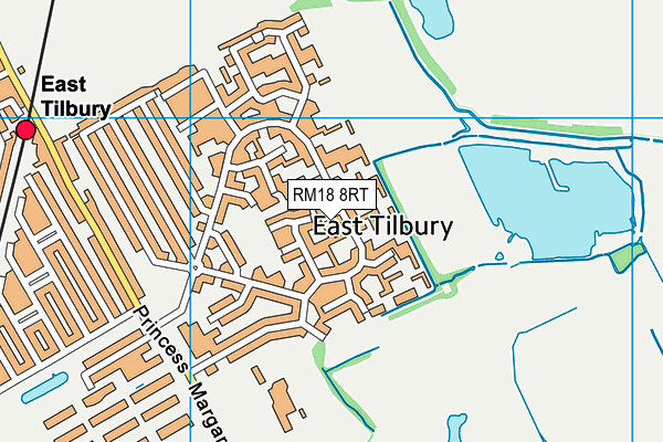 RM18 8RT map - OS VectorMap District (Ordnance Survey)