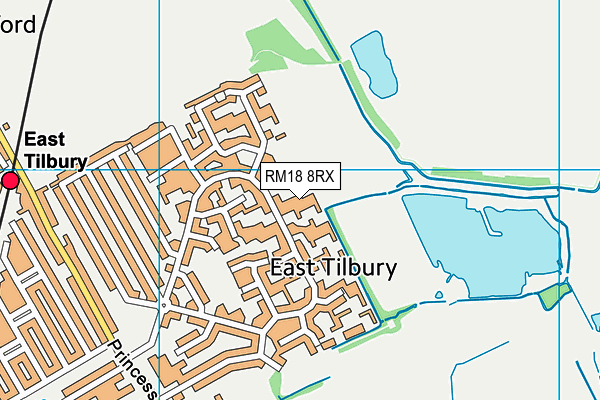 RM18 8RX map - OS VectorMap District (Ordnance Survey)