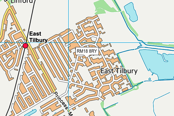 RM18 8RY map - OS VectorMap District (Ordnance Survey)