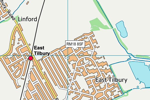 RM18 8SF map - OS VectorMap District (Ordnance Survey)