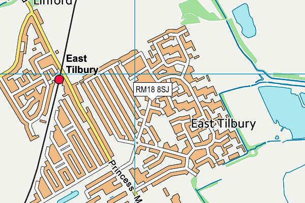 RM18 8SJ map - OS VectorMap District (Ordnance Survey)