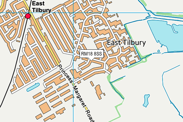 RM18 8SS map - OS VectorMap District (Ordnance Survey)