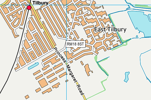 RM18 8ST map - OS VectorMap District (Ordnance Survey)