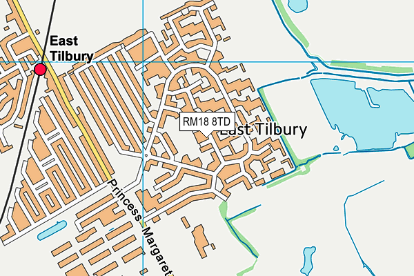 RM18 8TD map - OS VectorMap District (Ordnance Survey)