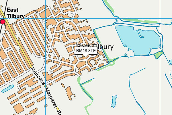 RM18 8TE map - OS VectorMap District (Ordnance Survey)