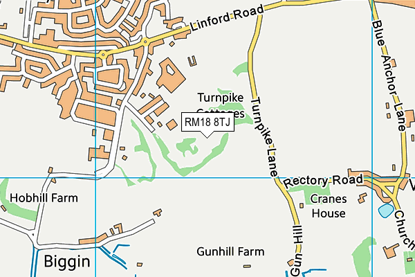 RM18 8TJ map - OS VectorMap District (Ordnance Survey)