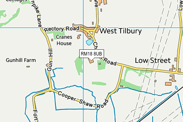 RM18 8UB map - OS VectorMap District (Ordnance Survey)