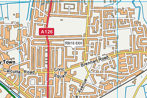 RM18 8XH map - OS VectorMap District (Ordnance Survey)